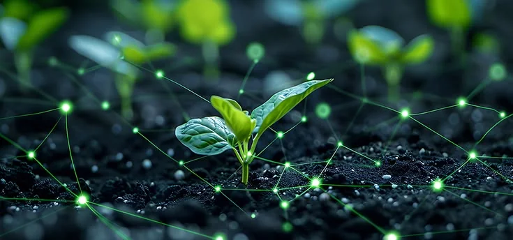 Young plant and soil